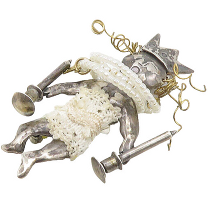 925 Sterling Silver Vintage Nomi Green Shabbos Queen Pearls Brooch Pin  BP7198
