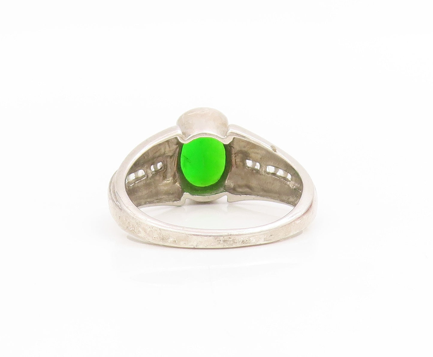 925 Sterling Silver Vintage Ring Elegant Green CZ Statement Band Sz 9.5 RG34681