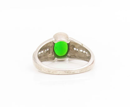 925 Sterling Silver Vintage Ring Elegant Green CZ Statement Band Sz 9.5 RG34681