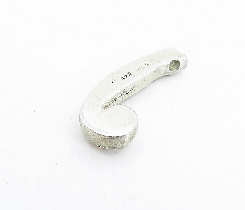 925 Sterling Silver  Vintage Two Tone Detail J Initial Slide Pendant  PT3654