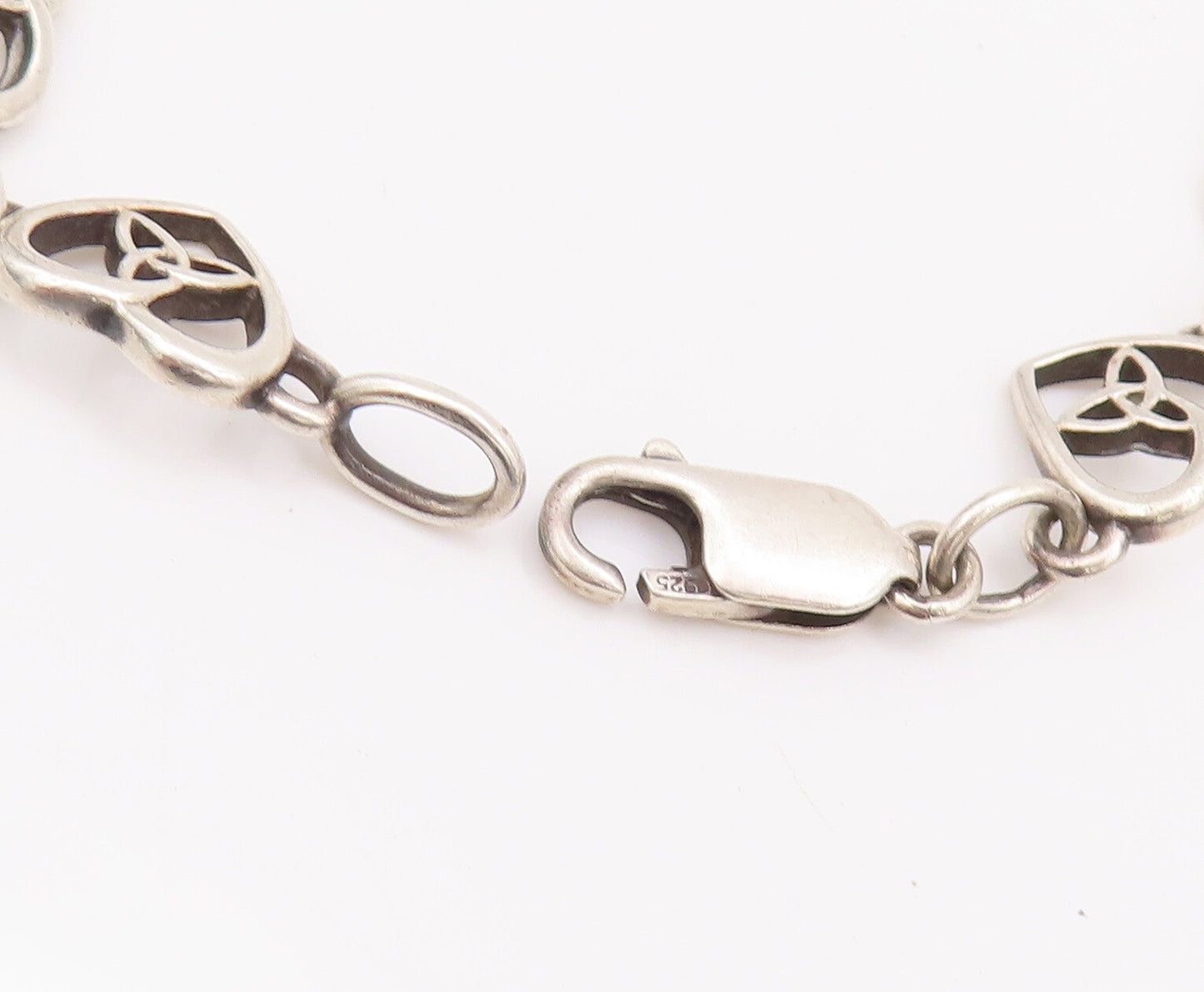 925 Sterling Silver Vintage Bracelet SOLVAR Celtic Trinity Hearts Link  BT10172