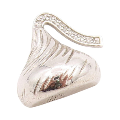 925 Sterling Silver Vintage Pendant Diamonds Inlay Kisses Chocolate  PT24403