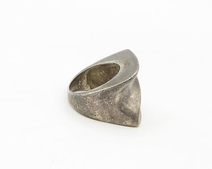 925 Sterling Silver  Vintage Dark Tone Sculpted Dome Band Ring Sz 7  RG17064