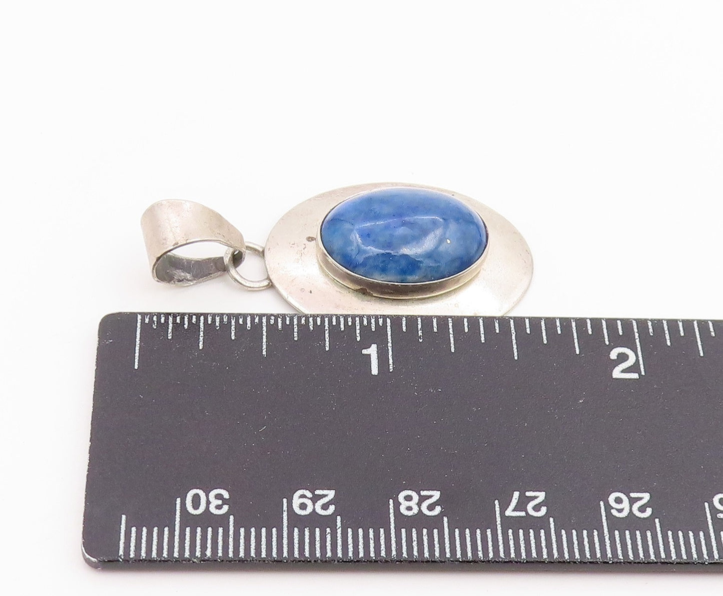 925 Sterling Silver Vintage Pendant Oval Cabochon Lapis Lazuli Charm  PT25991