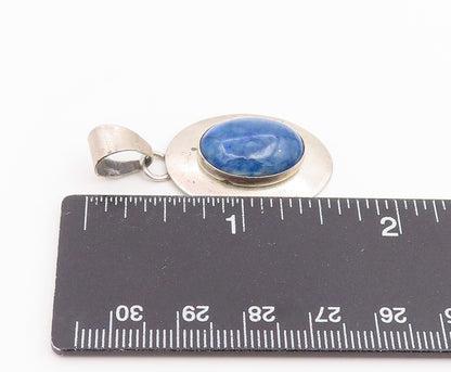 925 Sterling Silver Vintage Pendant Oval Cabochon Lapis Lazuli Charm  PT25991
