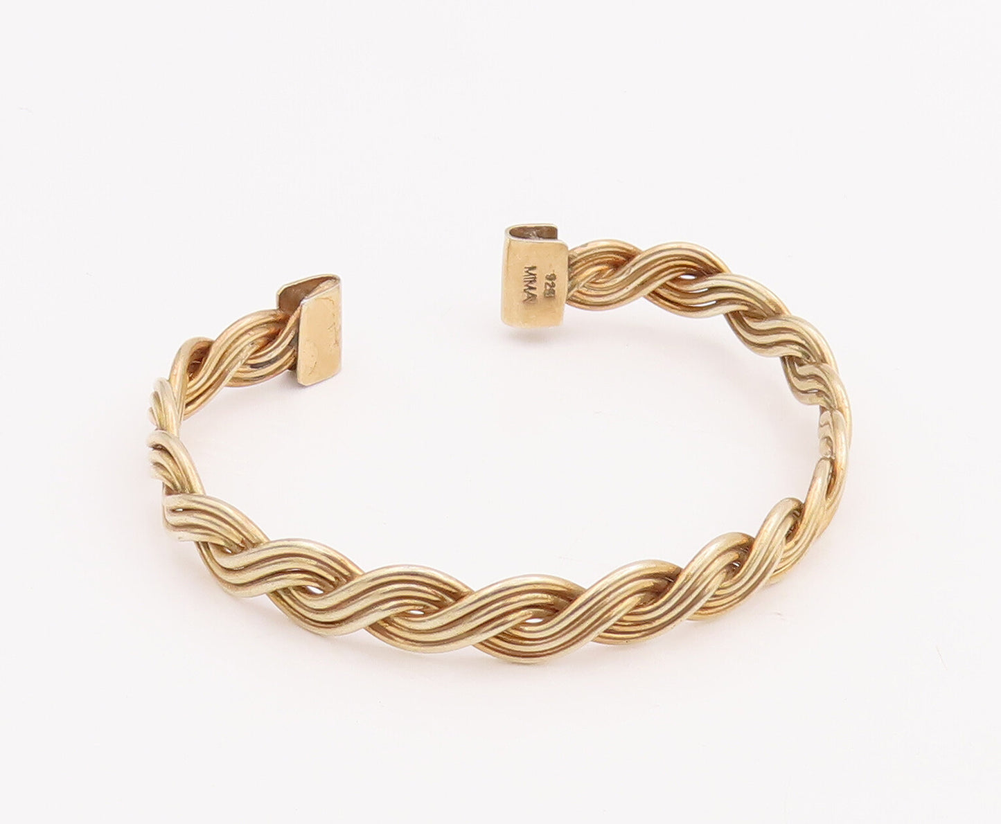 925 Sterling Silver Vintage Bracelet MMA Gold Plated Woven Design Cuff  BT10575