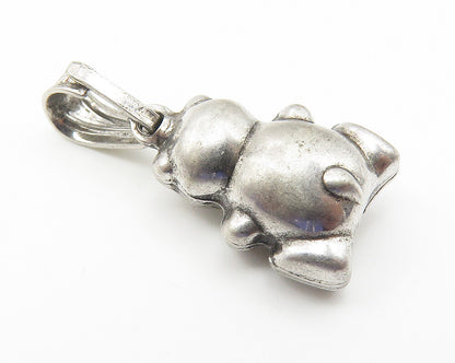 ITALY 925 Sterling Silver  Vintage Shiny Petite Teddy Bear Pendant  PT8516