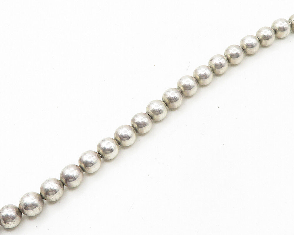 MEXICO 925 Silver  Vintage Heavy Minimalist Beaded Chain Necklace  NE2922