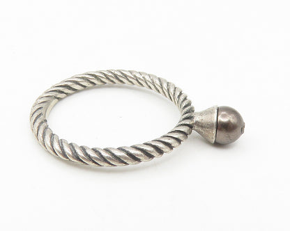 925 Sterling Silver  Vintage Brown Pearl Twist Solitaire Ring Sz 7  RG11049