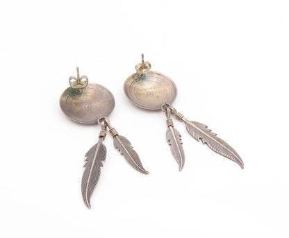 925 Sterling Silver Vintage Earrings Geometric Floral Feather Dangles  EG13783