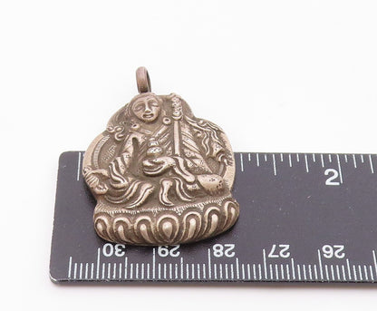 925 Sterling Silver  Vintage Antique Oxidized Religious Figure Pendant PT10298