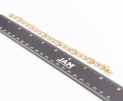 925 Sterling Silver Vintage Bracelet Gold Plated Pear Cut Blue Topaz  BT11598