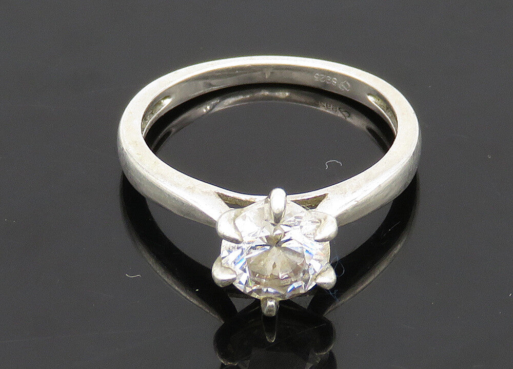 925 Sterling Silver  Vintage Cubic Zirconia Solitaire Ring Sz 6.5  RG20998