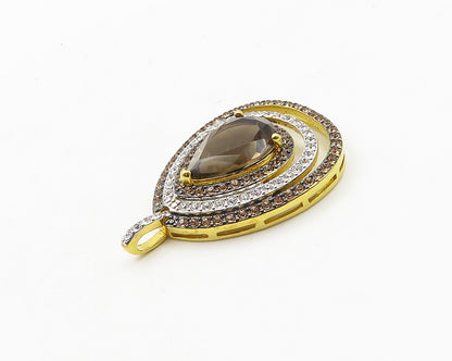 925 Sterling Silver  Topaz Cubic Zirconia & Citrine Tear Drop Pendant  PT15004