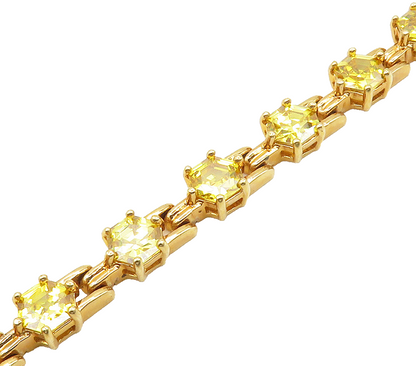 ROSS SIMON 925 Silver  Hexagon Topaz Shiny Gold Plated Chain Bracelet  BT6241
