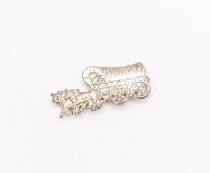 925 Sterling Silver Vintage Brooch Pin Solid Cutout Ancient Horse Cart  BP11081