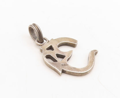 925 Sterling Silver Vintage Pendant Dark Tone Cut Religious Symbol OM  PT23877