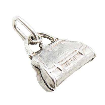 925 Sterling Silver  Vintage Petite Shiny Purse Handbag Motif Pendant  PT6895