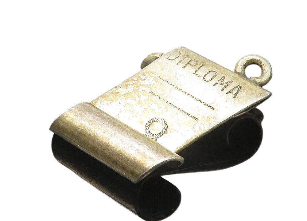 BEAU 925 Sterling Silver  Vintage Dark Tone Graduate's Diploma Pendant  PT9434