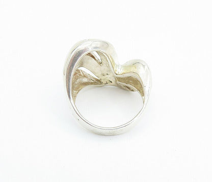 925 Sterling Silver  Mother Of Pearl Split Design Band Ring Sz 6.5  RG7925