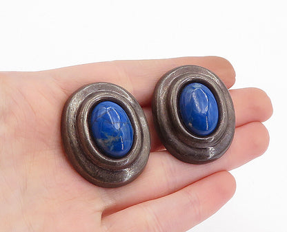 MEXICO 925 Sterling Silver  Vintage Blue Howlite Non Pierce Earrings  EG2240