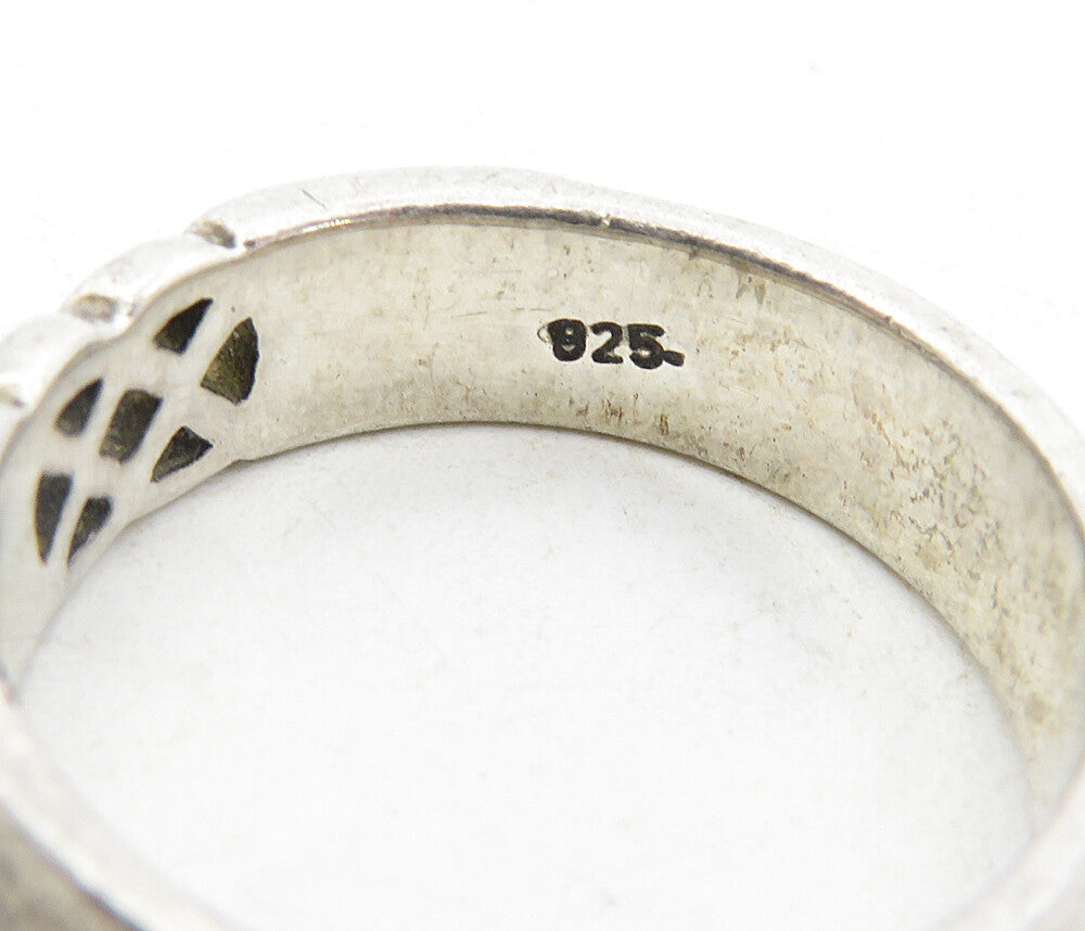 925 Sterling Silver  Vintage Open Pretzel Knot Detail Band Ring Sz 7.5  RG8663