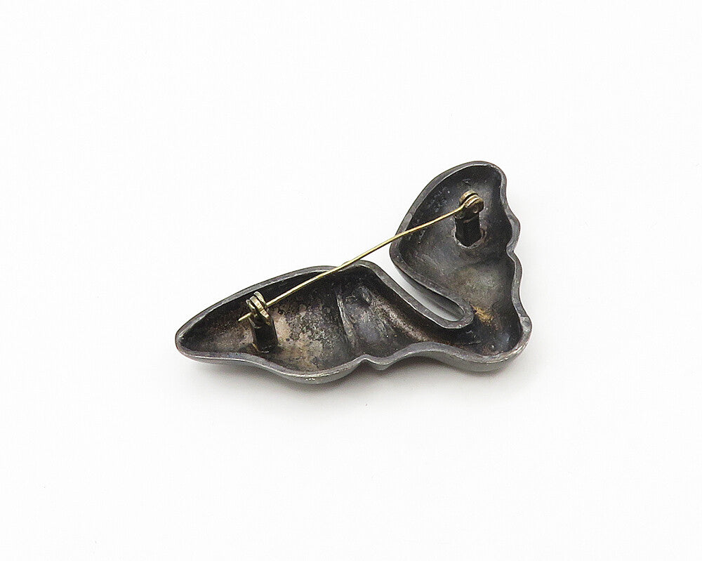 MEXICO 925 Sterling Silver  Vintage Oxidized Sculpted Brooch Pin  BP6902