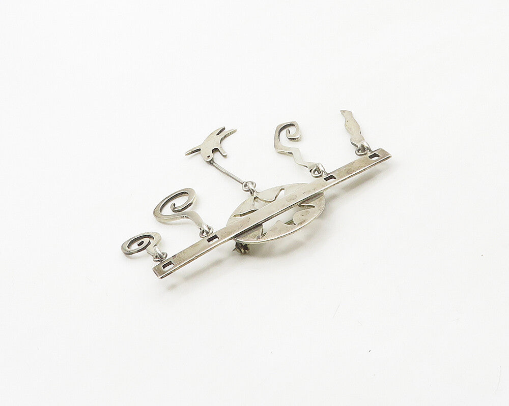 FORBES 925 Sterling Silver  Vintage Shiny Swirl Charms Brooch Pin  BP7034