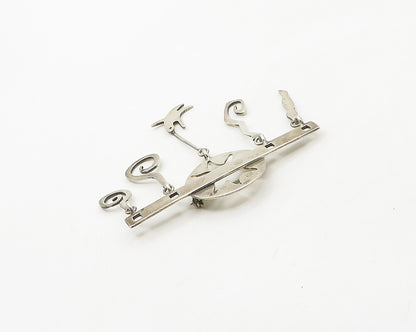 FORBES 925 Sterling Silver  Vintage Shiny Swirl Charms Brooch Pin  BP7034