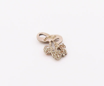 925 Sterling Silver & 12K GOLD  Vintage Petite Floral Leaves Pendant  PT12738