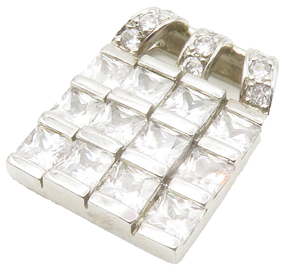 ROSS SIMON 925 Silver  Sparkling Cubic Zirconia Grid Slide Pendant  PT10995