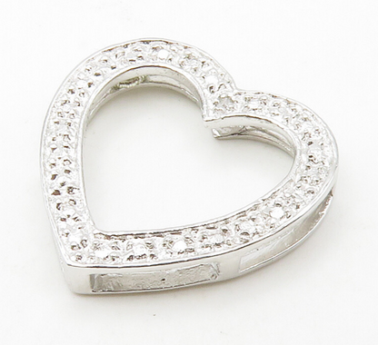 925 Sterling Silver  Genuine Diamond Open Love Heart Pendant  PT11821