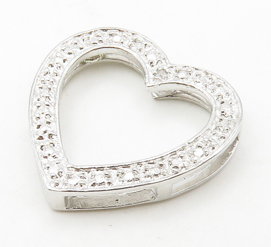 925 Sterling Silver  Genuine Diamond Open Love Heart Pendant  PT11821