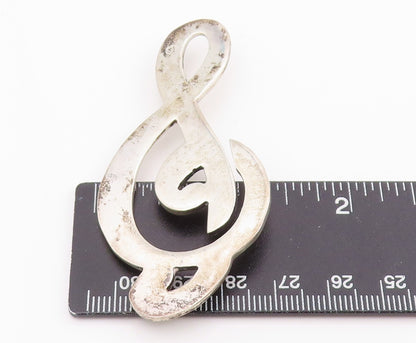 925 Sterling Silver Vintage Brooch Pin MEXICO Minimalist Musical Note  BP12494