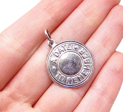 925 Sterling Silver  A Date To Remember Charm Pendant  PT1742