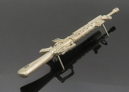 925 Sterling Silver  Vintage Shiny Heavy Machine Gun Pin  TR2852