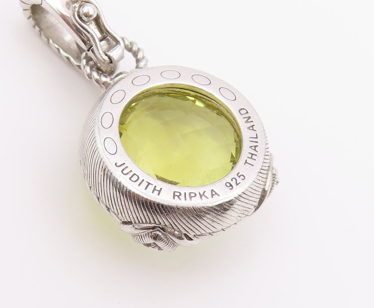 925 Sterling Silver Vintage Pendant JUDITH RIPKA Lemon Quartz Charm  PT26423