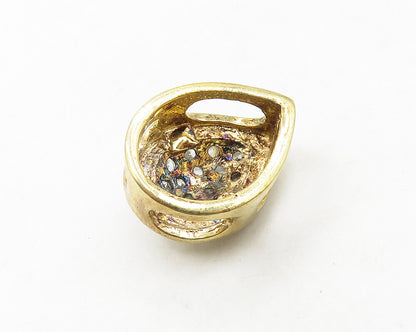 925 Silver  Vintage Cubic Zirconia Two Tone Tear Drop Slide Pendant  PT15157