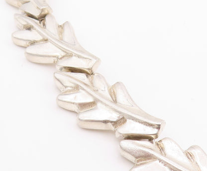 925 Sterling Silver Vintage Necklace MEXICO Heavy Cutout Gemstone Lily  NE4476