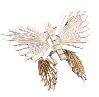 MEXICO 925 Sterling Silver  Vintage Shiny 2 Tone Butterfly Brooch Pin  BP8249