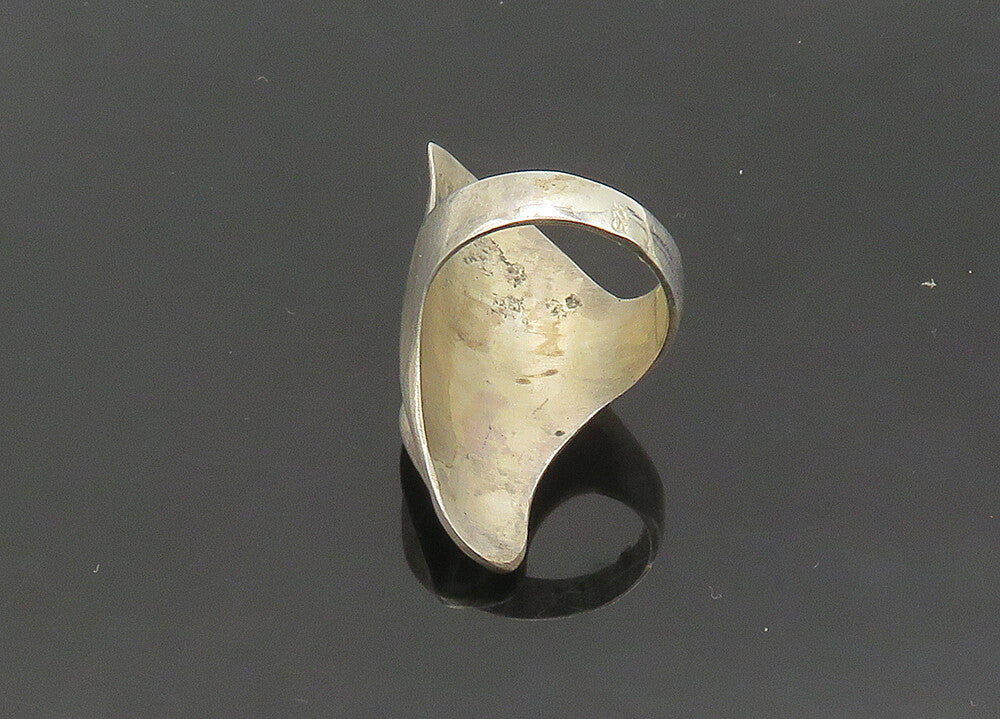 925 Sterling Silver  Vintage Shiny Sculpted Swirl Band Ring Sz 7  RG21356