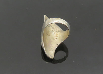 925 Sterling Silver  Vintage Shiny Sculpted Swirl Band Ring Sz 7  RG21356