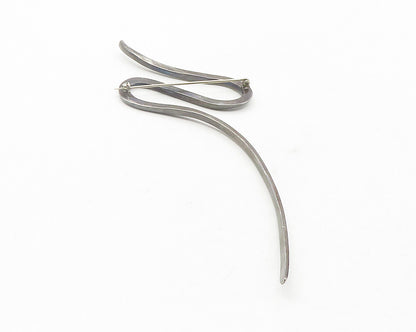 925 Sterling Silver  Vintage Oxidized Swirl Scribble Large Brooch Pin  BP4350