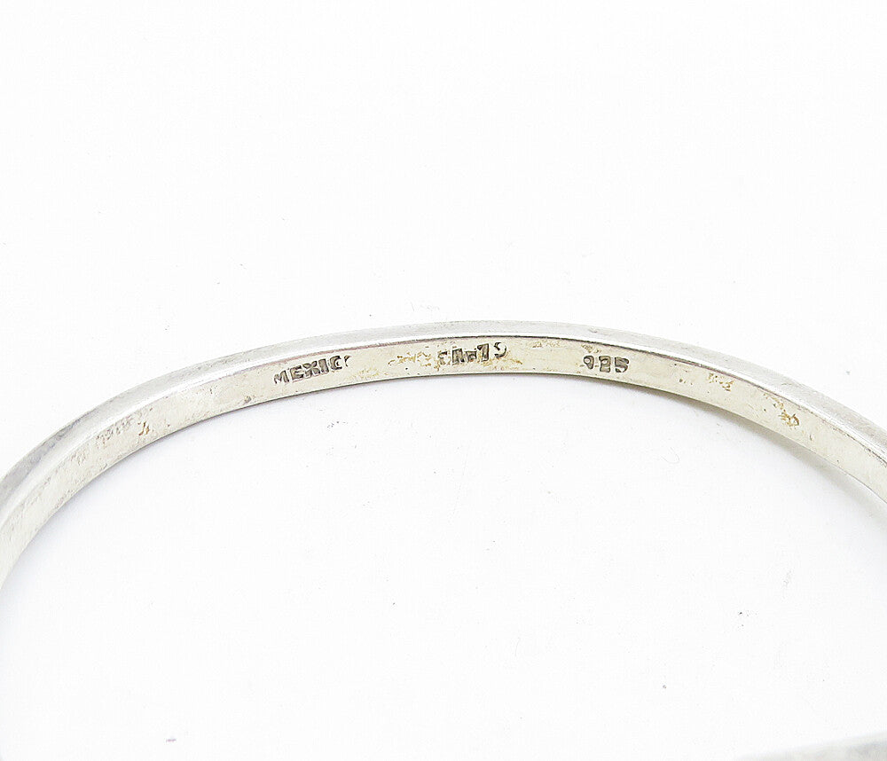 MEXICO 925 Sterling Silver  Vintage Black Onyx Hook Bangle Bracelet  BT2754