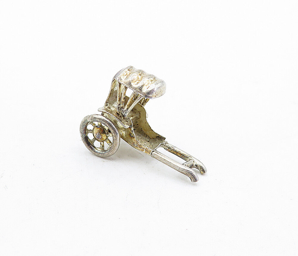 925 Sterling Silver  Vintage Petite Old Fashioned Carriage Pendant  PT3413
