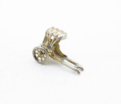 925 Sterling Silver  Vintage Petite Old Fashioned Carriage Pendant  PT3413
