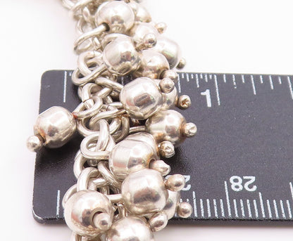 925 Sterling Silver Vintage Bracelet Modernist Solid Bead Cluster Chain  BT12056