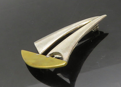 MEXICO 925 Sterling Silver  Vintage Shiny 2 Tone Sail Boat Brooch Pin  BP8696