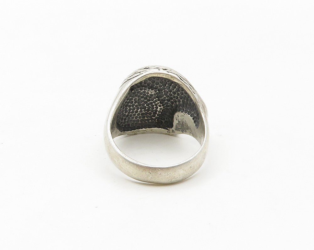 SOUTHWESTERN 925 Silver Vintage Black Onyx Eagle Band Ring Sz 8.5 RG17576