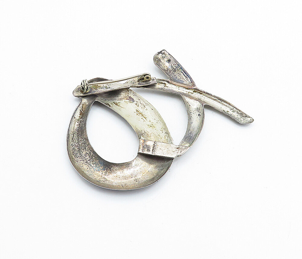 MEXICO 925 Sterling Silver  Vintage Oxidized XO Hug & Kiss Brooch Pin  BP2643